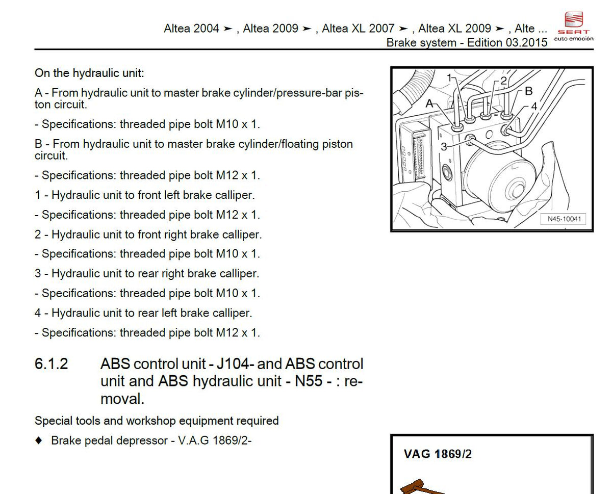 Seat Altea XL 2007-2015 Service Workshop Manual
