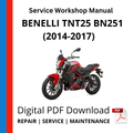 BENELLI TNT25 BN251 (2014-2017) Service Workshop Manual