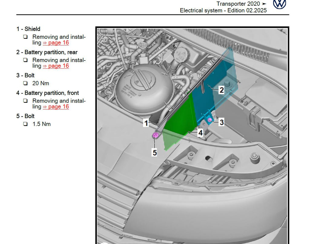 Volkswagen Transporter T6 2016-2024 Service Workshop Manual