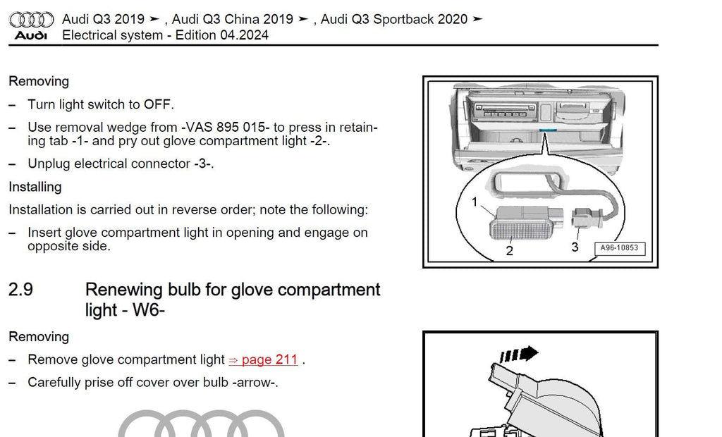 Audi Q3 2018-2025 Service Workshop Manual