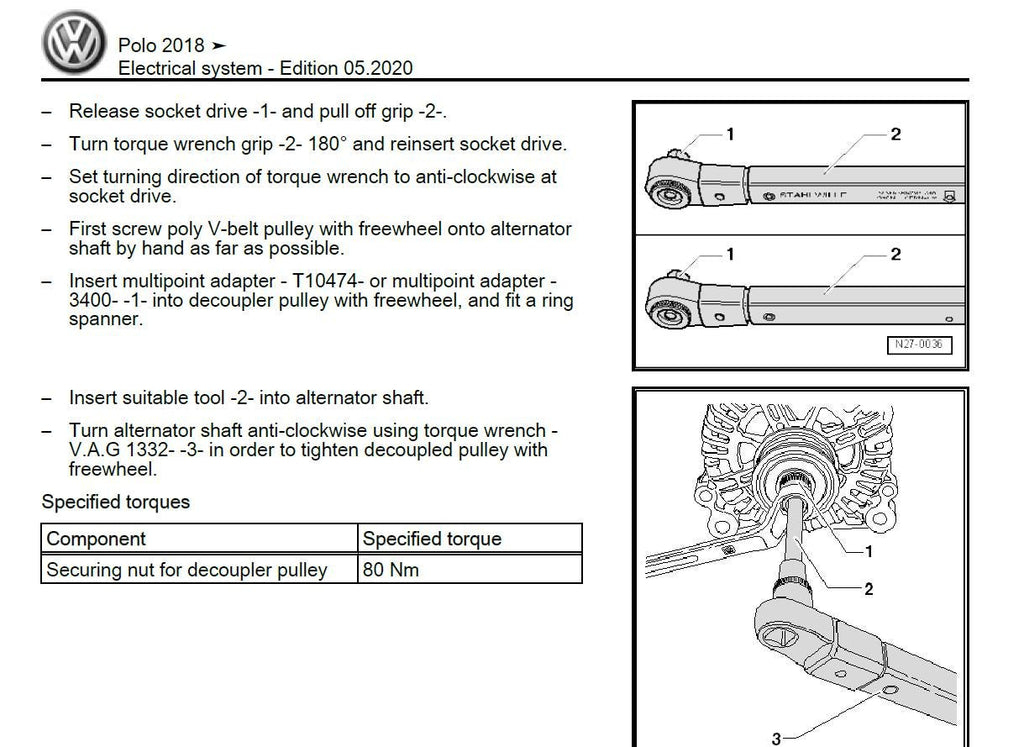 Volkswagen Polo 2018-2021 Service Workshop Manual