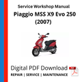 Piaggio MSS X9 Evo 250 (2007) Service Workshop Manual