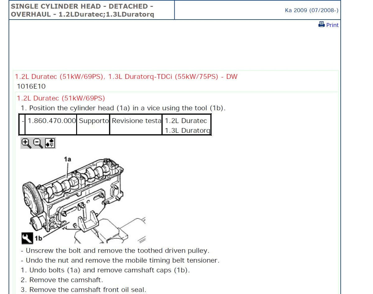 Ford KA 2008-2016 Service Workshop Manual
