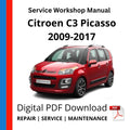 Citroen C3 Picasso 2009-2017 Service Workshop Manual