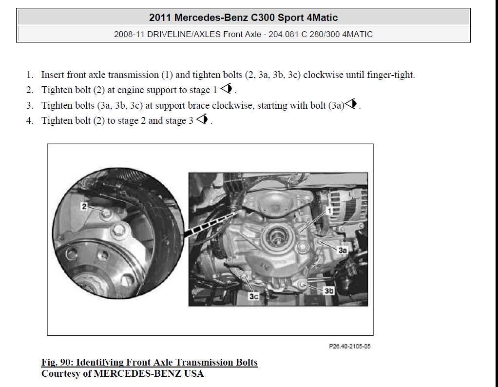 Mercedes-Benz C-Class W204 2011-2014 Service Workshop Manual