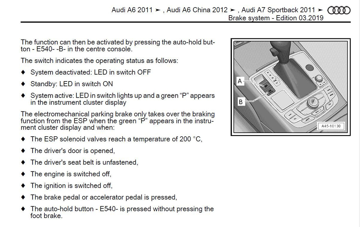 Audi A6 2011-2017 Service Workshop Manual